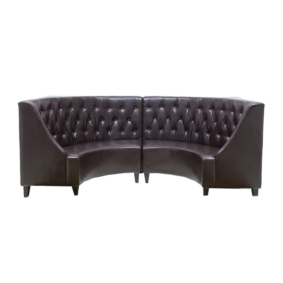 Diameter Two Meters Tufted Half Moon Restaurant Leather Booth Sofa