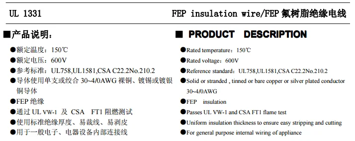 Etfe/ptfe/pfa/fep Insulated Copper Cable Single Core Copper Wire Awm ...