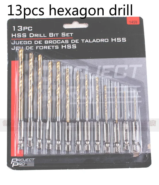 13Pcs High Speed Hex Shank Twist Drill Bit Titanium Plated Steel Electric Screwdriver Twist Drill 13Pcs High Speed Hex Shank Twist Drill Bit Titanium Plated Steel Electric Screwdriver Twist Drill