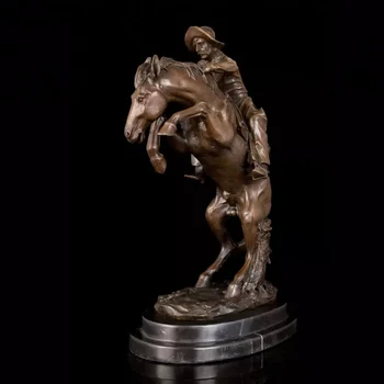 小さなブロンコバスターブロンズ像カウボーイ乗馬馬の彫刻