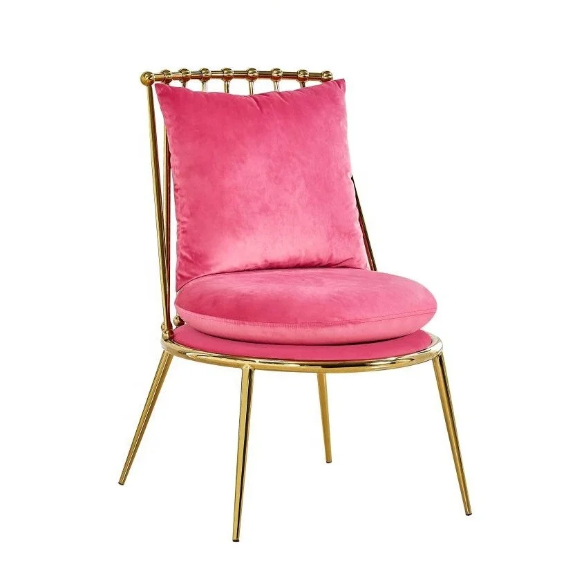 Sinochic French Pink Velvet Upholstered Modern Dining Room Chair For