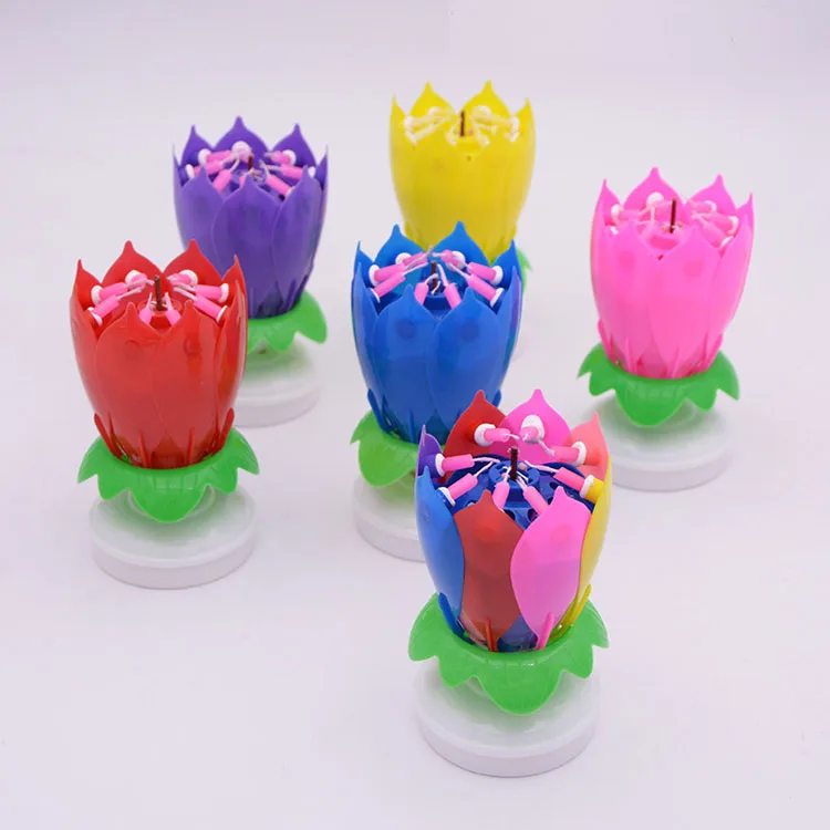 美しいダブルデッキプラスチック回転ロータス花の形ブルーム音楽ケーキキャンドル Buy Cake Candle Music Cake Candle Lotus Flower Cake Candle Product On Alibaba Com