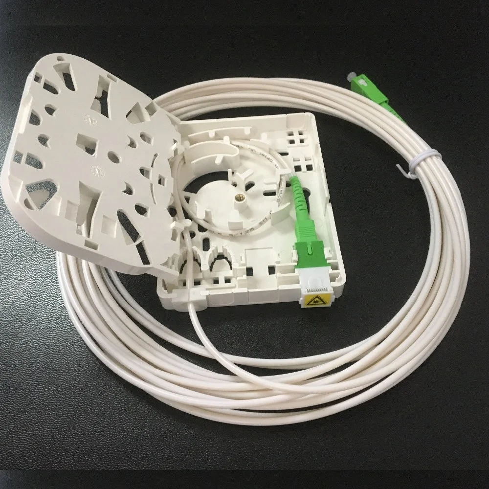 2 Core ATB Fiber Optic FTTH Terminal Box with SC Shuttered Adapter and SC Pigtail