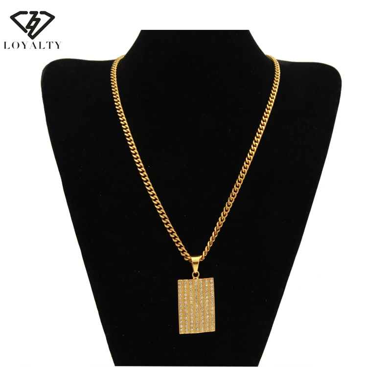 Iced Out Gold Shield Pendant Necklace 