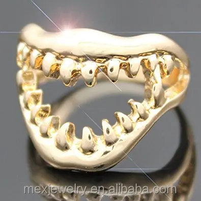 Chic Shark Tooth Skull Hell Demon Mouth Goth Emo Punk Fancy Dress Finger Ring