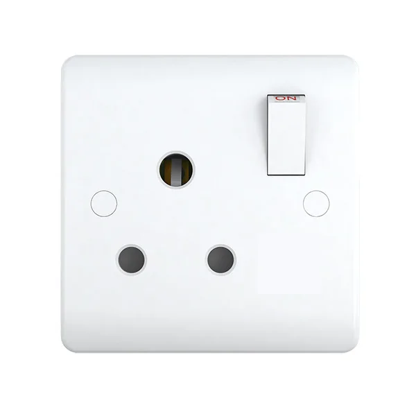 15A ROUND PIN 230V SWITCHED WHITE MAINS WALL SOCKET 15 AMP 250V