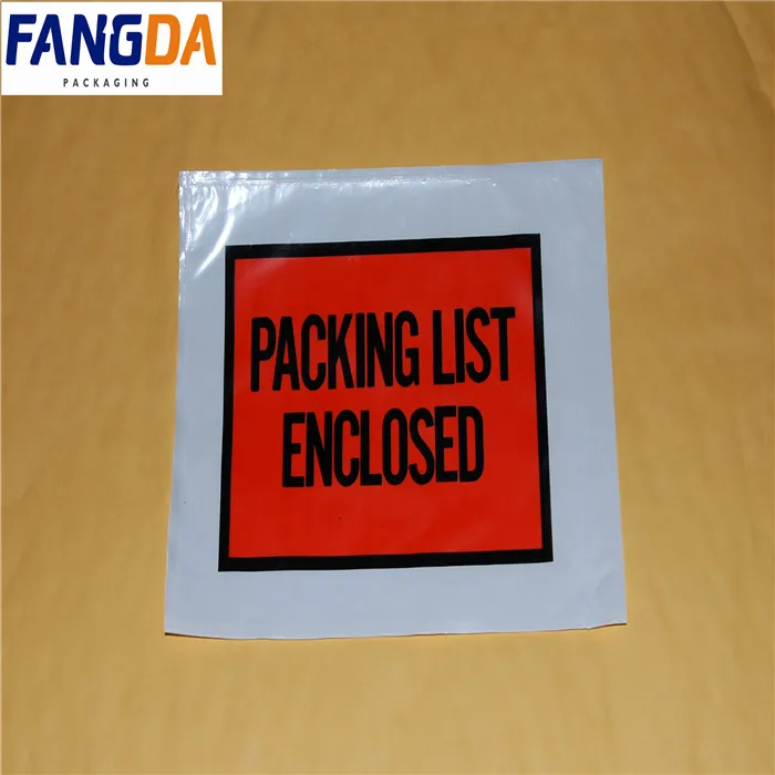 adhesive packing slip pouch