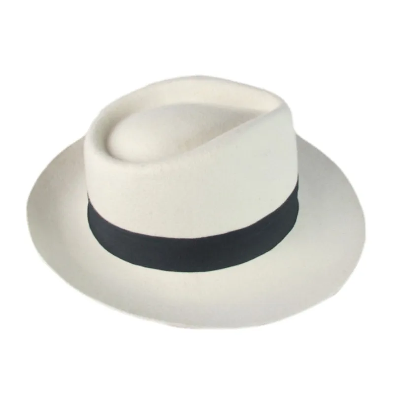 Wholesale MICHAEL JACKSON MJ White Fedora Wool Hat Cap Costume hat