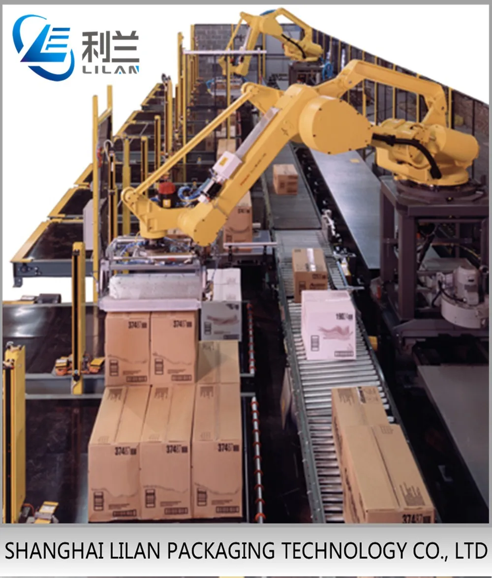 Automatic Robot Palletizer Carton Palletizing Wrapping System Machine ...