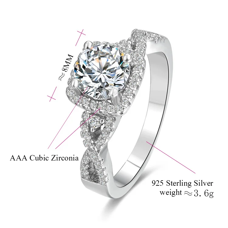 POLIVA High Quality Customized Logo Jewellery Infinity Band Diamond 925 Sterling Silver Marry Me Engagement Ring