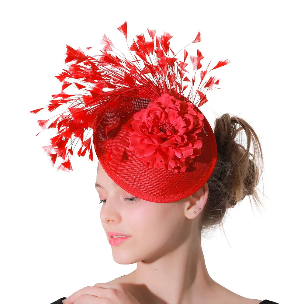 Sinamay Fascinator Hat with Feather Decoration for Women display picture 1