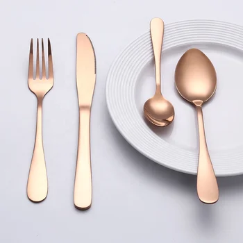 Luxury Full Stainless Steel Rose Gold Cutlery Set Knife Spoon Fork Stainless Steel Silverware Flatware Set