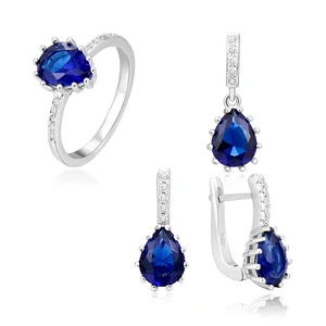 POLIVA Women's Gold 925 Sterling Silver Crystal Jewelry Set Pear Mounting Rhinestone Chinese Wedding Bride Style Plated Jewelry