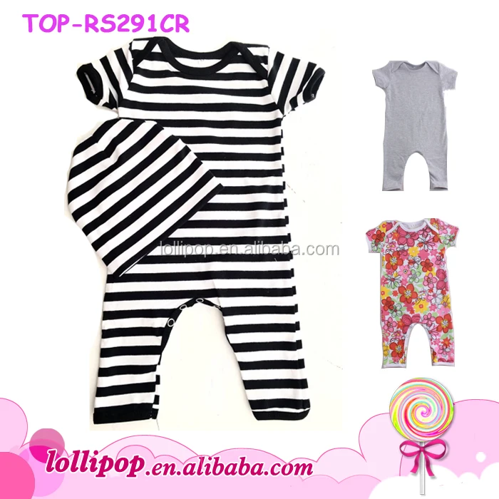 black and white striped baby romper