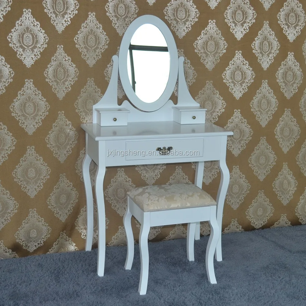 Wood White Vanity Set Make Up Table W Oval Mirr White Dressing Table With Swing Mirror Bedroom Furniture Shabby Vintage Style Buy Wood White Vanity Set Make Up Table W