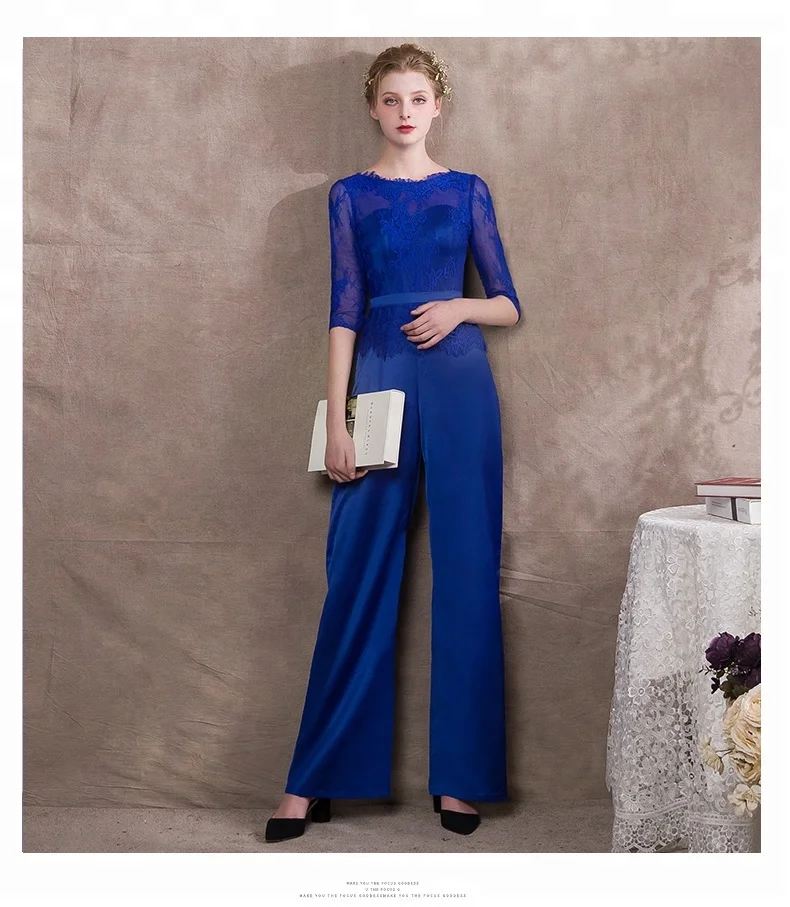 pant dresses evening Burgandy Hand Beaded Short Sleeve Floral Godet Gown main image 1