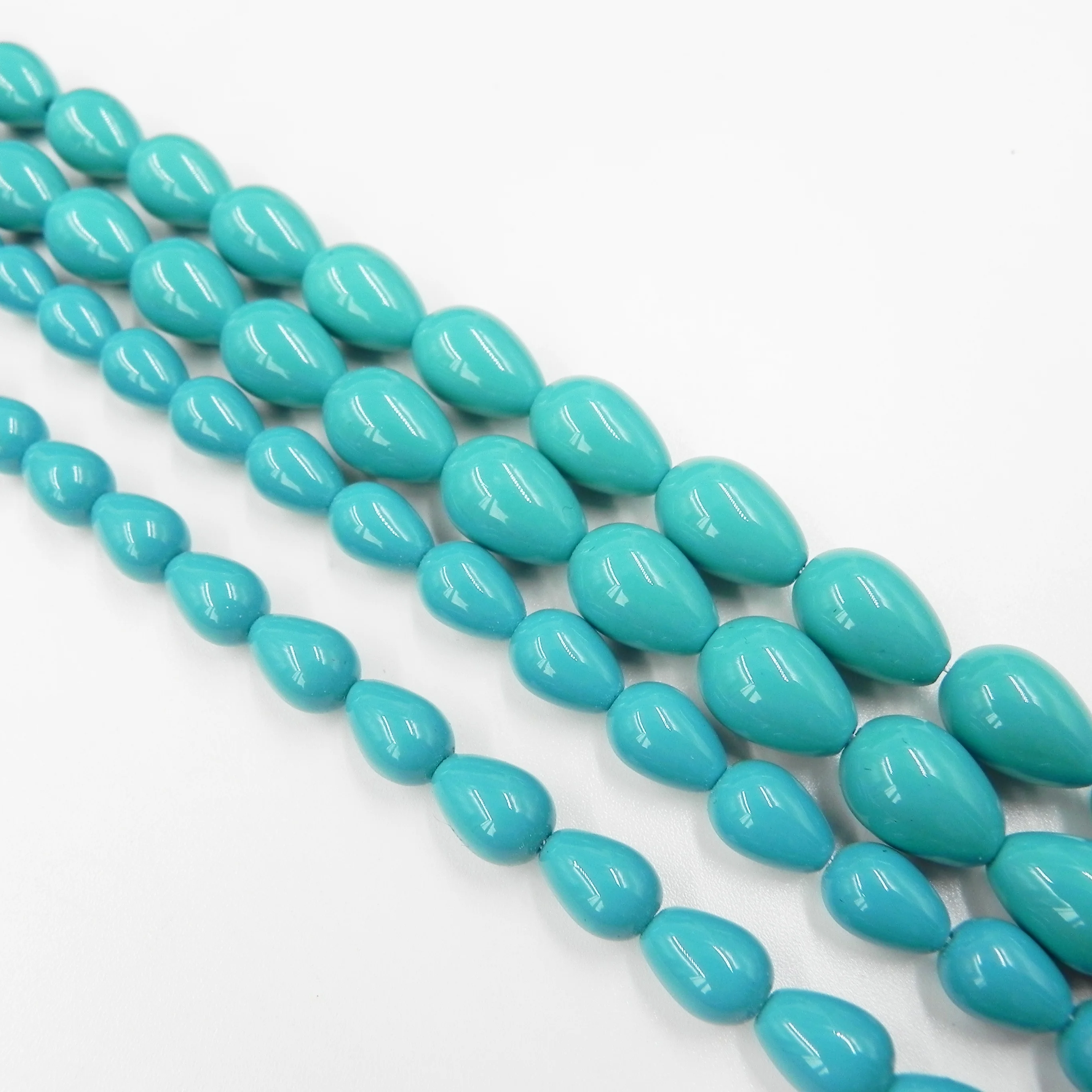 turquoise color crystal glass beads drop shaped loose painting
