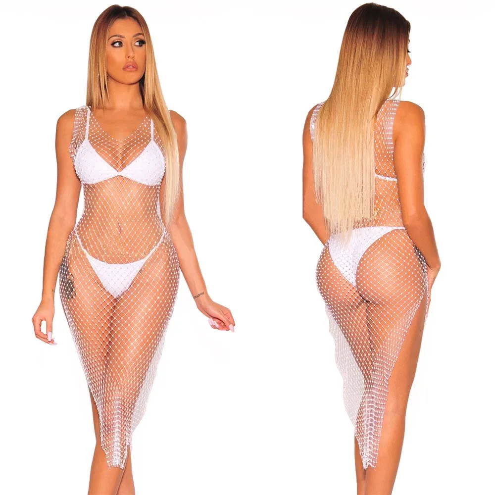 Sexy Diamonds Fishnet Mesh Bikini Cover 