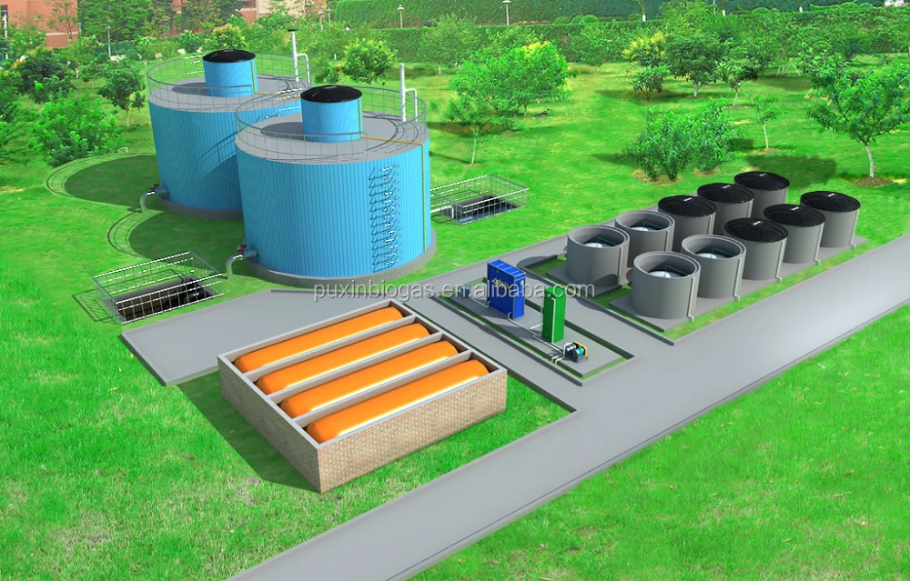 Anaerobic Digester PUXIN Medium and Large Size Biogas Plant for Cow Farm with 400 Cows