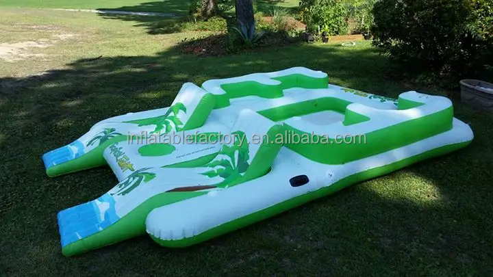 Multiplayer Water Inflatable Island Raft Tropical Tahiti Inflatable Floating Island for Sale