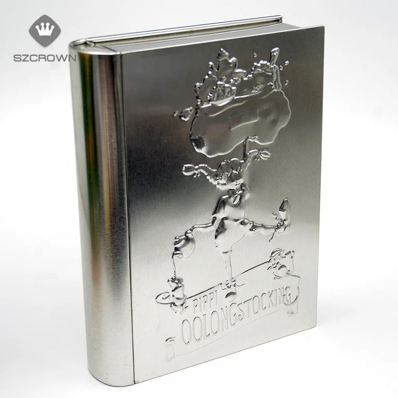 Металлическая подарочная коробка в форме книги для студентов перерабатываемая Рождественская упаковка жестяная