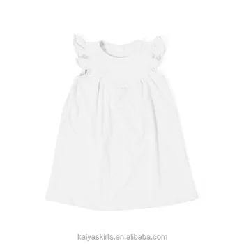 Wholesale blank baby clothes boutique girls dress one piece design flutter sleeve cotton dresses