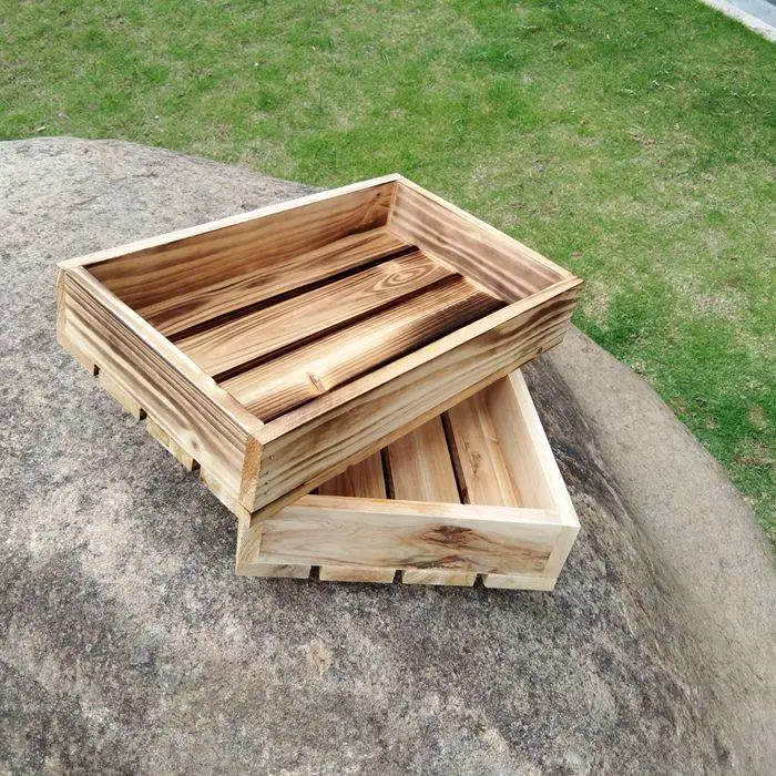 VINTAGE caisse en bois pour décoration fruits & légumes au Natural-Used Look 