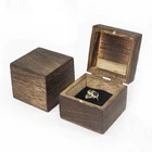 Antique Jewelry Wedding Wood Ring Box Paulownia Wood Antique Rustic Finish Jewelry Packaging Gift Box Carbonize Color Wedding Ring Packaging Wood Box