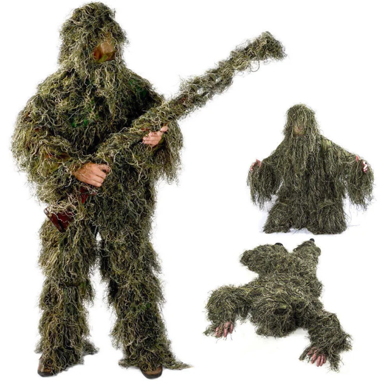 3D Desert Camo Ghillie Suit Sniper Ghillie Suit Tactical Camouflage Clothing Set 