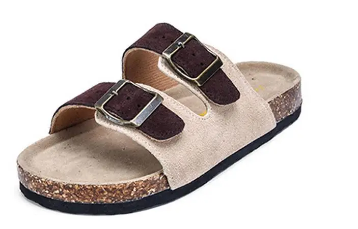 Женские сандалии на плоской подошве, сделано в Китае, замшевая верхняя часть с пробковой подошвой