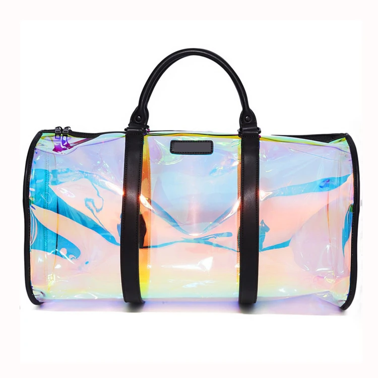 Fashion Summer Duffel Tote Bag Women Trendy Overnight Transparent PVC Holographic  Duffel Bag Neon Travel Bag - China Weekend Bag and Travel Bag price
