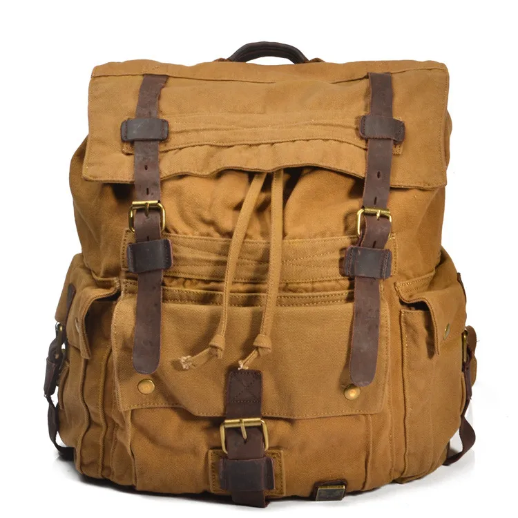 Large tote canvas travel bag wholesale high quality mens outdoor canvas backpack