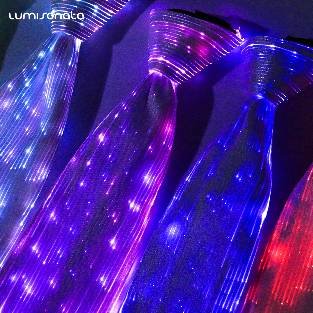 Super Cool LED Luminous Light up Fiber Optic Fabric  Neck Ties Rave Party Men Tie for Halloween