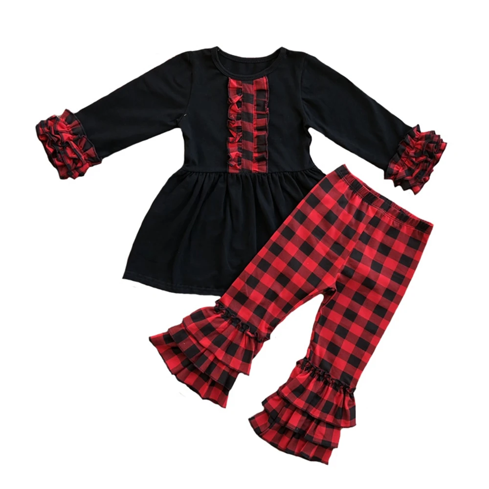 Bébé plaid à volants tenue filles noël rouge tissu à carreaux