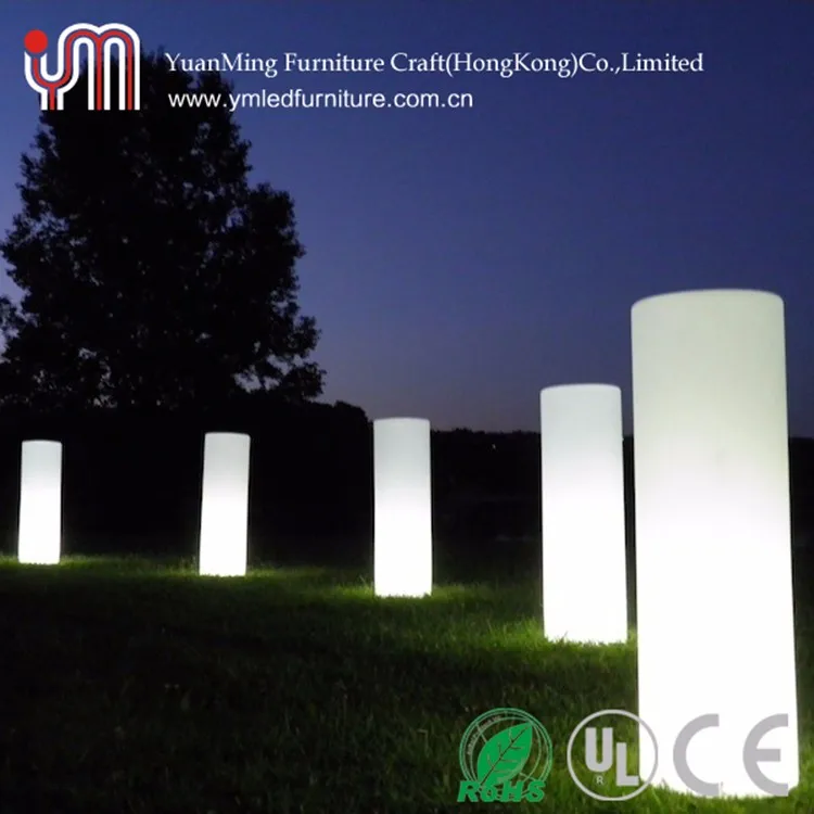 Беспроводные цилиндрические колонны с подсветкой для улицы
