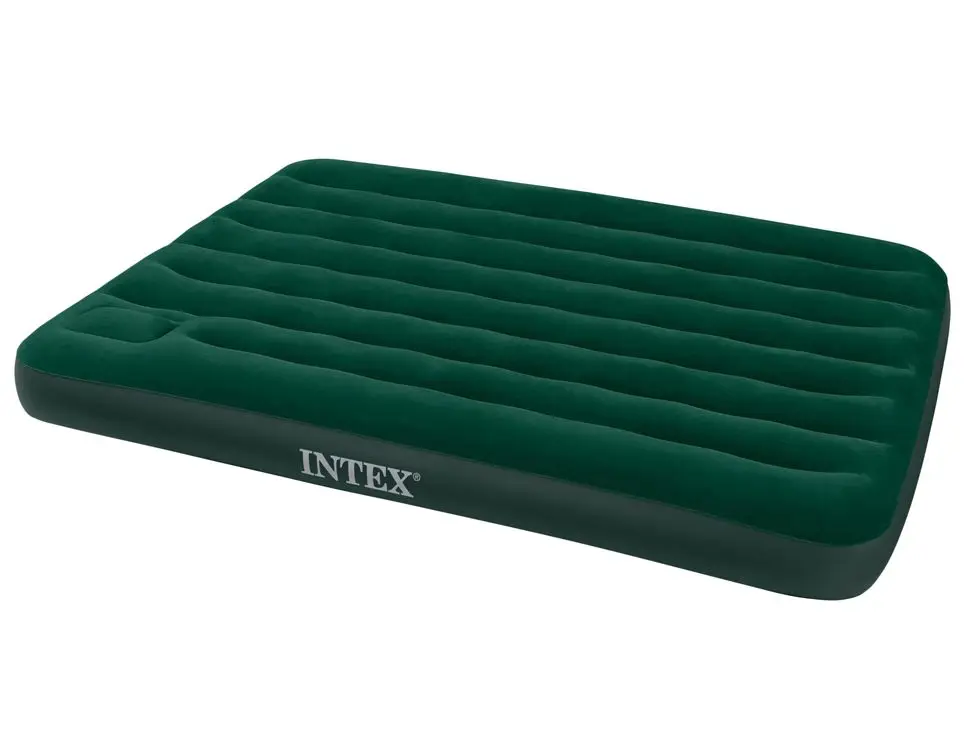 Intex 66929E Inflatable Downy Queen Air Bed Camping Mattress w/ Air Pump Green 