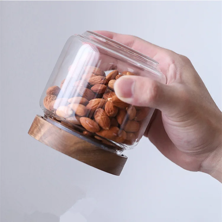 300ml Food Storage Glass Jar, Glass Jar Acacia Lid