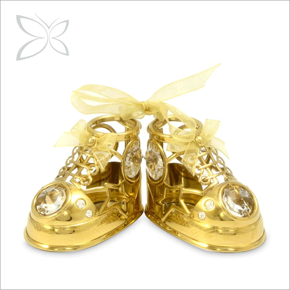
Заказные милые металлические детские сувенирные подарки Crystocraft с золотым покрытием, украшенные кристаллами бриллиантовой огранки, детская обувь 