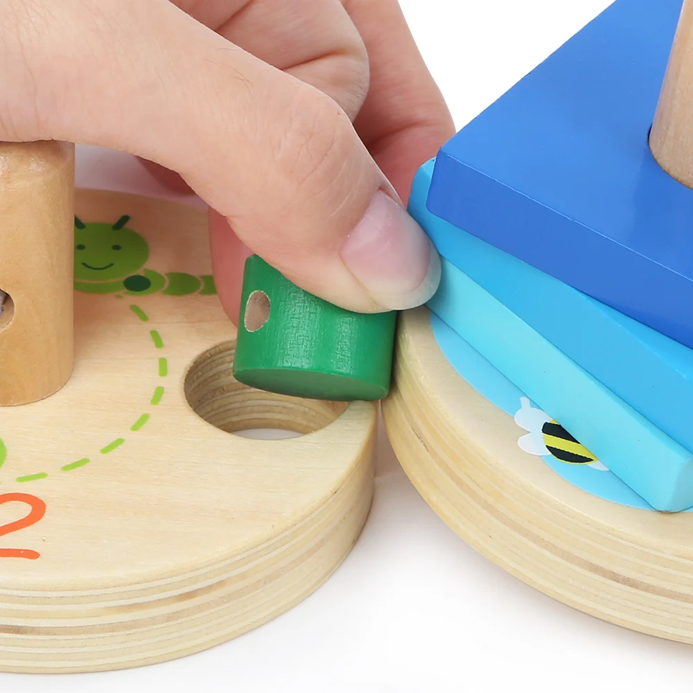 Лучшая Яркая деревянная гусеница радужная образовательная штабелеукладывающая игрушка