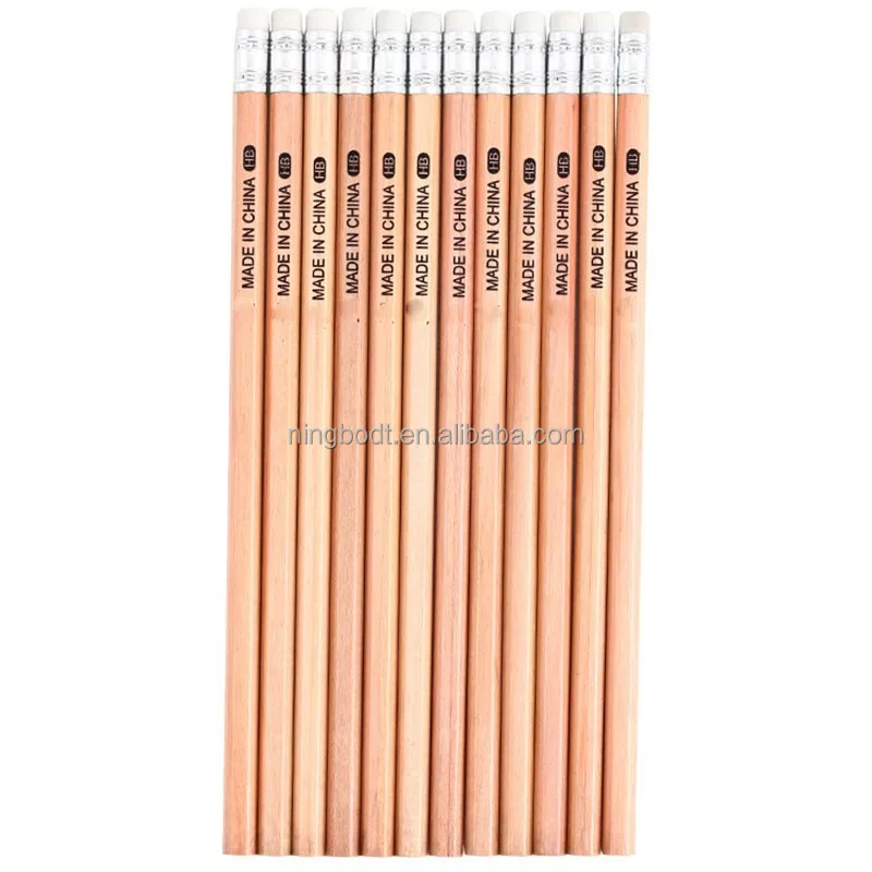 Personalised Printed HB Pencils with Erasers Natural Wood Gift W0K3 