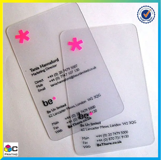 Pvc Business Card Good Quality Customized Transparent Plastic Clear PVC Business Cards