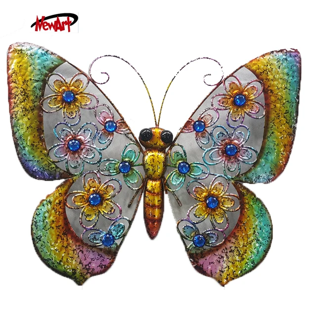 Colourful Shining metal butterfly wall Metal Art Wall  salon wall 