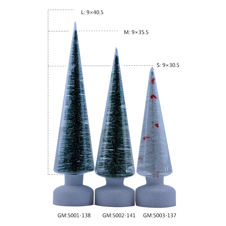 2023 Popular 3pcs Set Christmas Decorative Lights Glass Tree Tabletop Centerpiece Decoration details