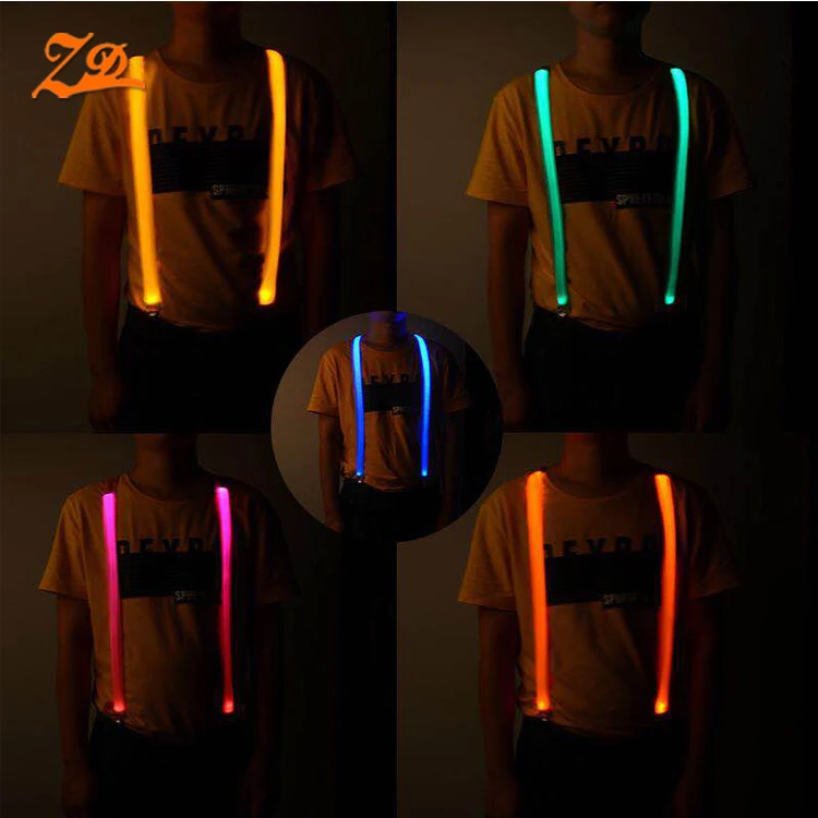 Оптовая продажа, индивидуальные подтяжки для вечеринок для взрослых, подтяжки с мигающим светодиодом