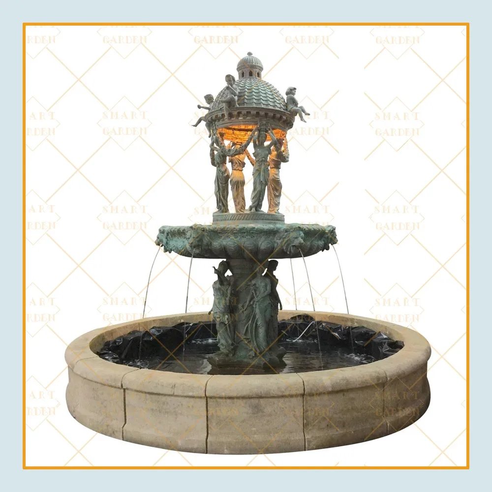 High Quality Custom European Style Garden Ornament Three Tiers Bronze Water Fountain