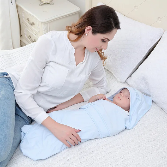 Муслин Хлопок ребенок с капюшоном пеленать халат мягкий детский халат