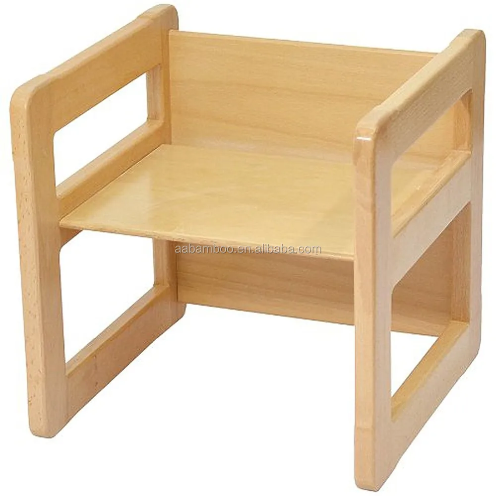 3 in 1 Children Multifunctional Bamboo Wood Kids Table and Chair Set