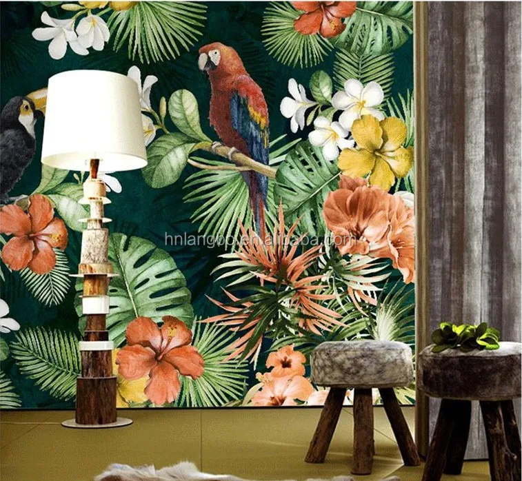 Murales modernos de papel tapiz de selva tropical en 3D