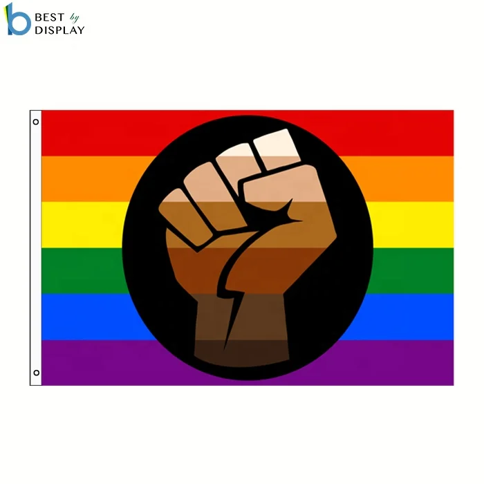 Custom Printed 100D Polyester LGBT Rainbow Flag Gay Pride Flag