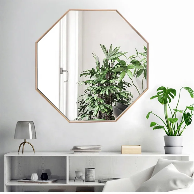 Настенные Восьмиугольные зеркала для ванной комнаты цвета розового золота геометрической формы